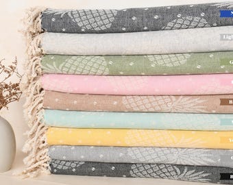 Pineapple Design Towel, Personalized Turkish Towel, Housewarming Gift, Bachelorette Party Gifts Bridesmaids, 40"x79" Cotton Towel,