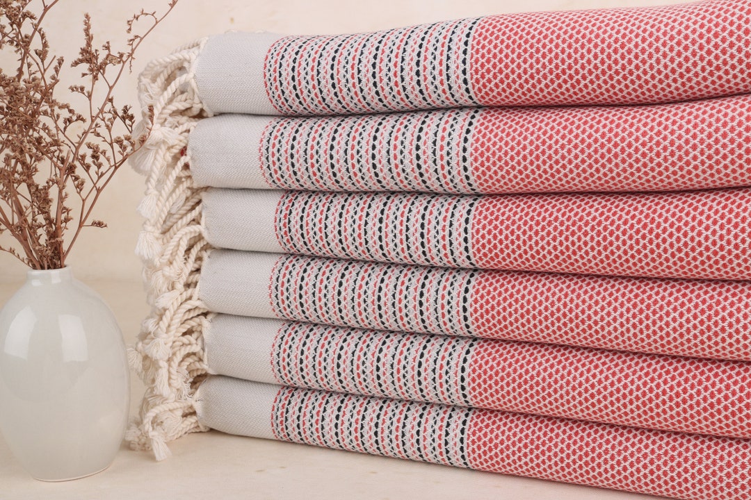 Custom Beach Towel, Monogram Beach Towel, Red Towel, Diamond Towel