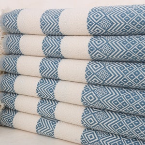Wedding Gifts Towel, 40x71 Inches Petrol Blue Cotton Towel, Bridesmaid Gift, Diamond Towel, Turkish Towel, Anniversary Gift For Her,