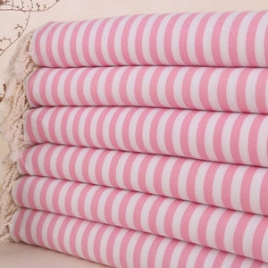 Turkish Towel Beach, Striped Towel, Gifts For Him, 40x71 Inches Pink Cotton Towel, Bachelorette Party Decorations, Birthday Gift,