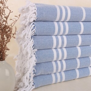 Turkish Towel, Custom Turkish Towel, Sax Blue Towel, Striped Towel, 40x71 Inches Wedding Gifts, Warm Towel, Sarong Towel,