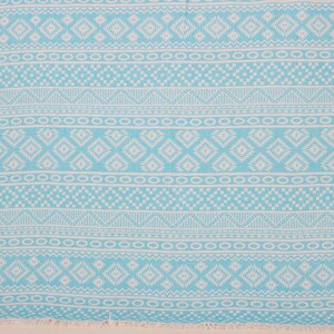 Geometric Towel, Custom Gift, 36x67 Inches Turquoise Cotton Towel, Wedding Gifts Towel, Turkish Towel Beach, Bachelorette Party Favors,