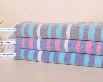 Turkish Bath Towel, Personalized Gifts, Bridal Shower Favors, 40"x71" Cotton Towel, Striped Towel, Valentines Gift,