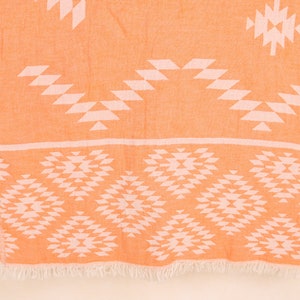 Custom Wedding Gifts, Bachelor Party Favors, 56x83 Inches Orange Cotton Throw, Kilim Throw, Tablecloth, Turkish Blanket, Organic Throw,