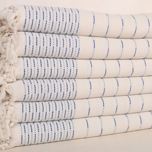 Throw Blanket, Decorative Blanket, 91x97 Inches Sax Blue Cotton Throw, Cappadocia Design Throw, Boho Throw Blankets, Bohemian Bedspread,