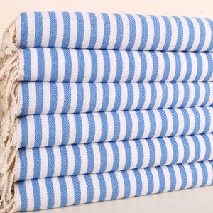 Monogram keukenhanddoek, huwelijkscadeau, 18 x 40 inch saxofoon blauwe katoenen theedoek, gestreepte theedoek, Turkse handdoek, bruids douchecadeaus,