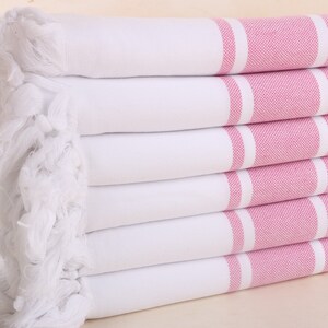 Personalized Gift, Personalized Gift for him, White-Fuchsia Towel, Striped Towel, 40x71 Inches Wedding Gifts, Yoga Towel, Sauna Towel,