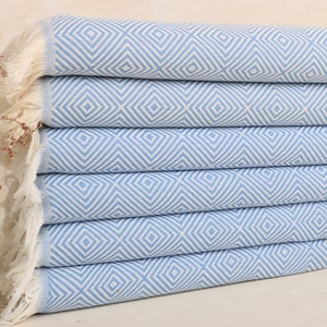 Toalha de mão para convidados, Toalha de chá nova para casa, Toalha azul claro, Toalha de diamante, Toalha de banheiro de 20 x 28 polegadas, Toalha orgânica, Toalha de banho pequena,