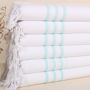 Bridesmaid Gifts, Turkish Tea Towel, 24x40 Inches Mint Cotton Hand Towel, Monogram Hand Towel, Striped Hand Towel, Wedding Day Gift,