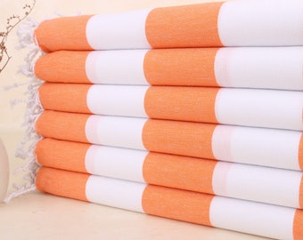 Turkish Beach Towel, Personalized Towel, Orange-White Towel, Striped Towel, 40x71 Inches Bachelorette Party Beach Towel, Bachelor Towel,