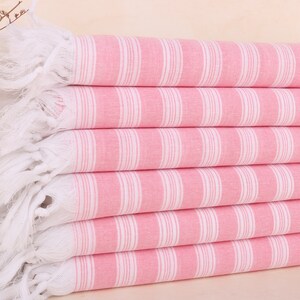 Toalla de playa turca, toalla turca, toalla rosa, toalla a rayas, 40 x 71 pulgadas, ideas para regalos de boda, toalla de gimnasio, toalla de dama de honor,