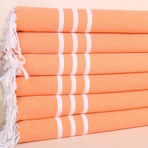 Striped Tea Towel, Turkish Towel Hand Towel, 20x40 Inches Orange Cotton Hand Towel, Wedding Favors, Bathroom Towels, Bachelor Gift,