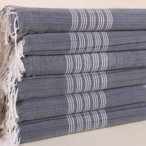 Personalized Gift, Striped Towel, Bath Towel, 40x71 Inches Navy Cotton Towel, Turkish Towel, Bridal Gifts, Custom Turkish Towel,