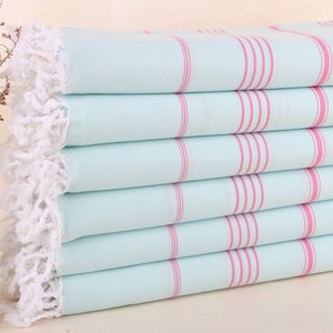 Personalized Gift for him, Personalized Towels, Mint-Pink Towel, Striped Towel, 40x71 Inches Bride Beach Towel, Pareo Towel,