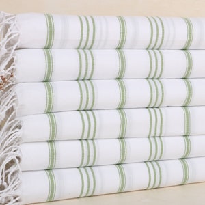 Türkische Geschirrtücher, Monogramm Küchentuch, Khaki Grün Handtuch, Gestreiftes Handtuch, 24x40 Zoll personalisierte Geschenke, Dekoratives Handtuch,