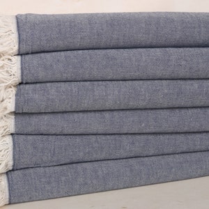 60x71 Inches Navy Cotton Throw, Solid Throw, Woven Blanket, Throw Blanket Couch, Decorative Blanket, Bachelorette Party Decorations,
