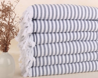 Turkish Towels Beach, Custom Beach Towel, Navy Towel, Terry Towel, Striped Towel, 36x71 Inches Bachelor/Bachelorette Party Favors,