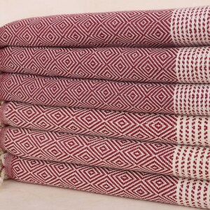 Custom Turkish Towel, Turkish Towels Beach, Burgundy Towel, Diamond Towel, 40x71 Inches Bachelor Party Gifts, Guest Towel,