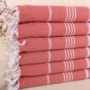 Personalisiertes Handtuch, personalisiertes türkisches Strandtuch, dunkles Ziegeltuch, gestreiftes Handtuch, 40x71 Zoll monogrammiertes türkisches Strandtuch,