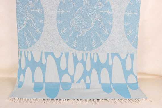 79x99 Inches Petrol Blue Cotton Throw Personalized Gifts Woven