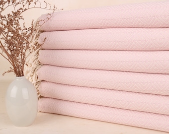 Turkish Bath Towel, Personalized Turkish Beach Towel, Light Pink Towel, Diamond Towel, 40x67 Inches 50th Wedding Anniversary Gifts,