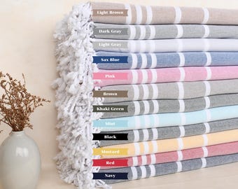 Bride Gift, Home Decor Gifts, Wedding Gift, 40"x71" Cotton Towel, Bridesmaid Gifts, Striped Towel, Bachelorette Party Favors Beach,