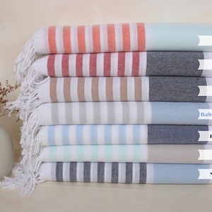 Personalize Gift, Personalized Beach Towel, Hammam towel, Striped Towel, Housewarming Gift, 40&quot;x71&quot; Cotton Towel, Best Friend Gift Ideas,