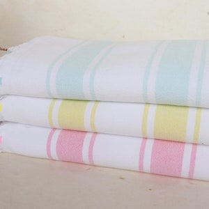 36&quot;x63&quot; Cotton Towel, Striped Terry Towel, Gift For Him, Personalized Wedding Gift, Personalized Beach Towel, Embroidery Towels,