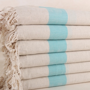 Bridesmaid Gifts, Monogrammed Beach Towel, Turquoise Towel, Striped Towel, 36x71 Inches Linen Towel, Bridesmaid Bags Personalized,