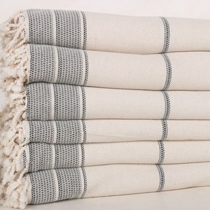 Turkish Blanket, Tablecloth, Striped Blanket, Boho Throw Blankets, 95x103 Inches Khaki Green Linen Blanket, Gift For The Home,