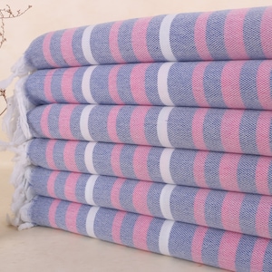 Custom Wedding Gifts, Personalized Beach Towel, Wedding Gift, 40x71 Inches Pink-Navy Blue Cotton Towel, Turkish Blanket,