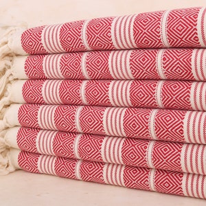 Personalized Towels, Personalized Gift for her, Red Towel, Diamond Towel, 38x69 Inches Bridal Shower Favor, Summer Towel, Decor Towel,