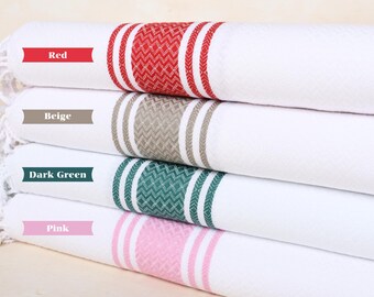 40"x71" Cotton Towel, Personalized Bridesmaid Gift, Custom Wedding Gifts, Striped Towel, Personalized Wedding Gift For Couple,