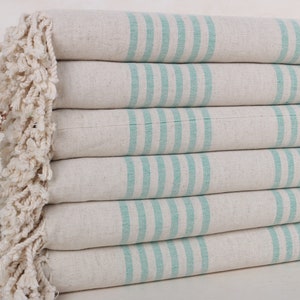 Personalized Turkish Beach Towel, Custom Beach Towel, Green Towel, Striped Towel, 40x71 Inches Linen Towel, Monogrammed Turkish Beach Towel,