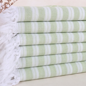 Bridesmaid Gifts, Custom Beach Towel, Light Khaki Green Towel, Striped Towel, 40x71 Inches Embroidery Towels, Hotel Towel, Holiday Towel,