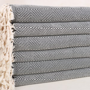Monogram Beach Towel, Home Decor Gifts, Turkish Towel, Diamond Towel, 40x74 Inches Black Cotton Towel, House Warming Gift,