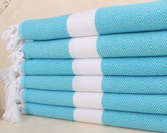 Embroidered Beach Towel, Wedding Favors for Guests, Turquoise Towel, Diamond Towel, 40x71 Inches Bachelor Party Favors, Picnic Towel,
