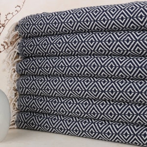 Turkish Beach Towel, Turkish Towel Beach, Navy Towel, Diamond Towel, 40x67 Inches Monogram Turkish Beach Towel, Hotel Towel,
