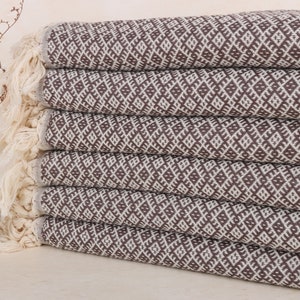 Personalized Gift for him, Bridesmaid Gifts, Dark Brown Towel, Diamond Towel, 40x71 Inches Towel With Name, Travel Towel, Fouta Towel,