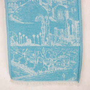 Custom Hand Towel, Monogrammed Hand Towel, 20x28 Inches Petrol Blue Cotton Dish Towel, Bridesmaid Gifts, Landscape Patterned Dish Towel,