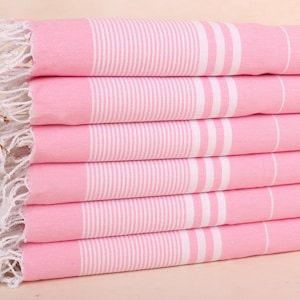 Personalized Tea Towel, Embroidered Hand Towel, Pink Towel, Striped Towel, 24x40 Inches Gift For Her, Organic Towel, Decor Towel,