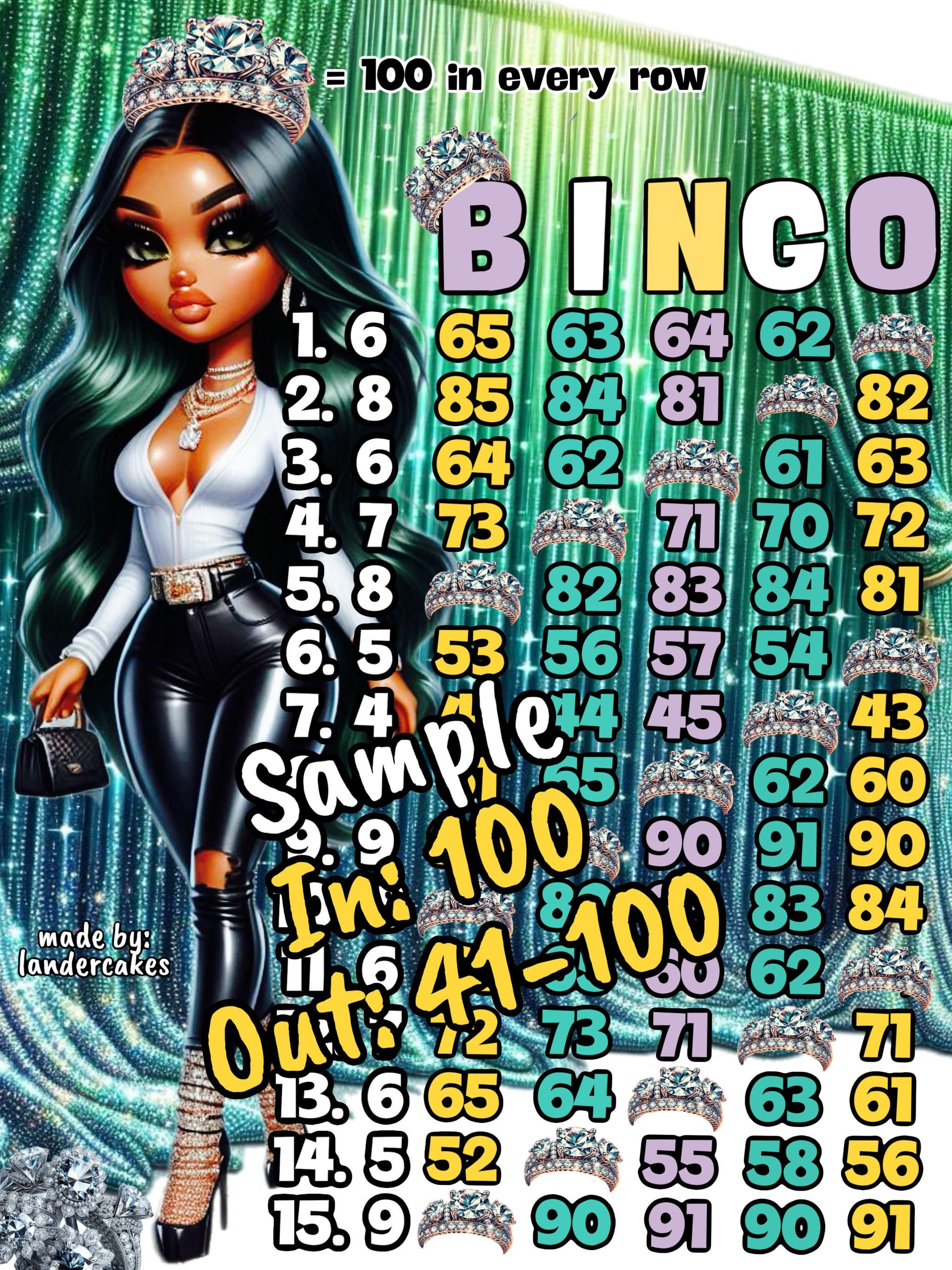 3 Boards! 60 75 100 in Every Row PYP Pick Your Pay Downloadable Bingo Board Graphic WTA in every row