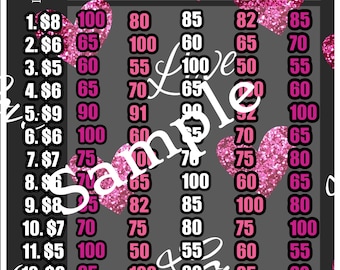 Updated 4 Boards! WTA 50 80 100 125 in every row. Valentines Day Pick Your Prize PYP Pick Your Pay Downloadable Bingo Board 4 boards in all