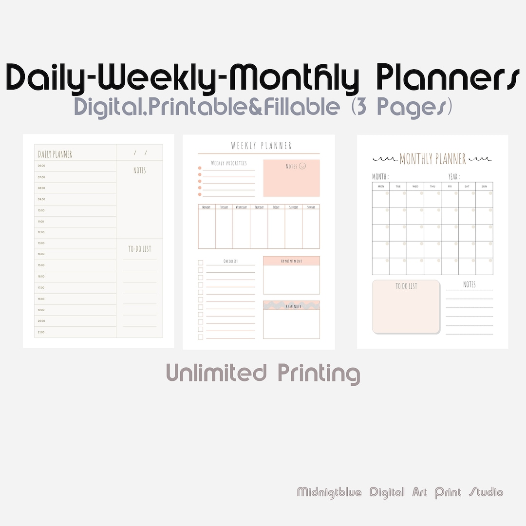 2025 New Year Daily Planner, Weekly Planner, Monthly Planner, Digital Printable Planner