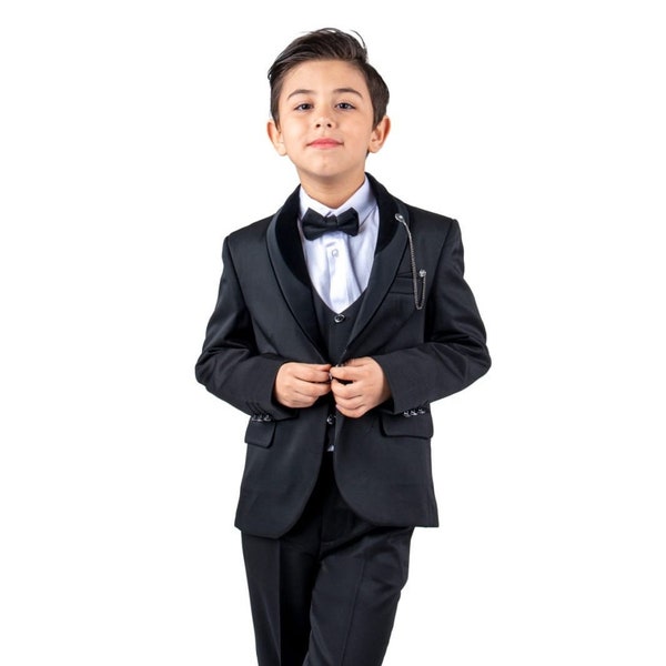 Boys Formal Suit | 6 Piece Suit | Ring Bearer Outfit | Slim Fit Suit Set | Boys Tuxedo | Kids Dress Suit | Toddler Outfit Wedding