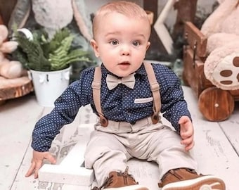 4 pcs Baby Boys'  Ring Bearer Outfit, Baby Tuxedo, Boy Wedding Outfit, Baptism, Christening, Easter, Birthday Outfit, Anzug Baby.