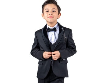 Boys Formal Suit | 6 Piece Suit | Ring Bearer Outfit | Slim Fit Suit Set | Boys Tuxedo | Kids Dress Suit | Toddler Outfit Wedding