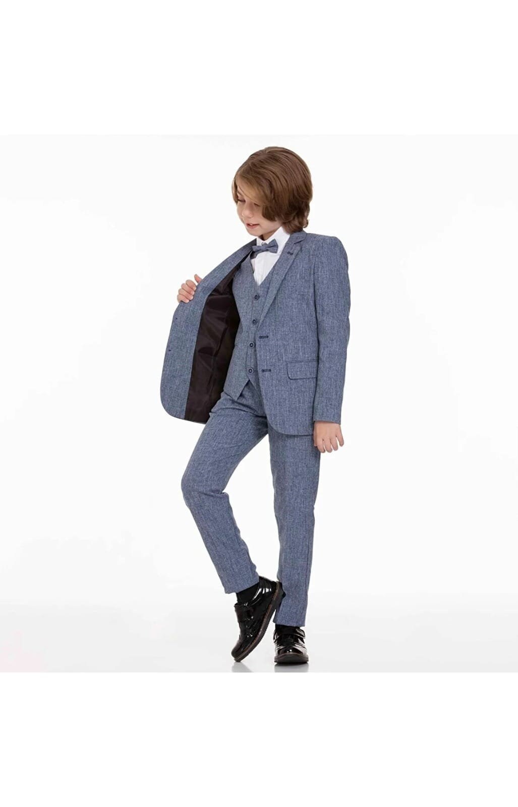Cinda 5-Piece Dark Grey Formal Boy Suit Set For Weddings & Parties - Sizes 2-12 Years