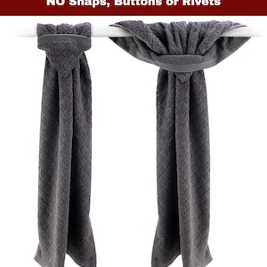 Grey Oven Door Towels with Hanging Loops - Gray Kitchen Hand Towels, Cotton Dish Towels, No Hook or Holder Need, 23" or 27" Long
