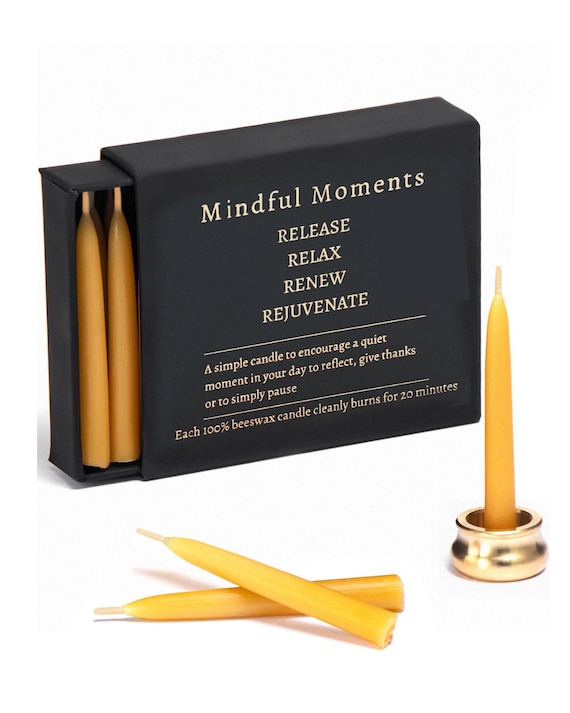Meditation Candle Gift -  Positive Thinking, Intention Candles, Manifestation Candles, Handmade Prayer Candle with Brass Holder